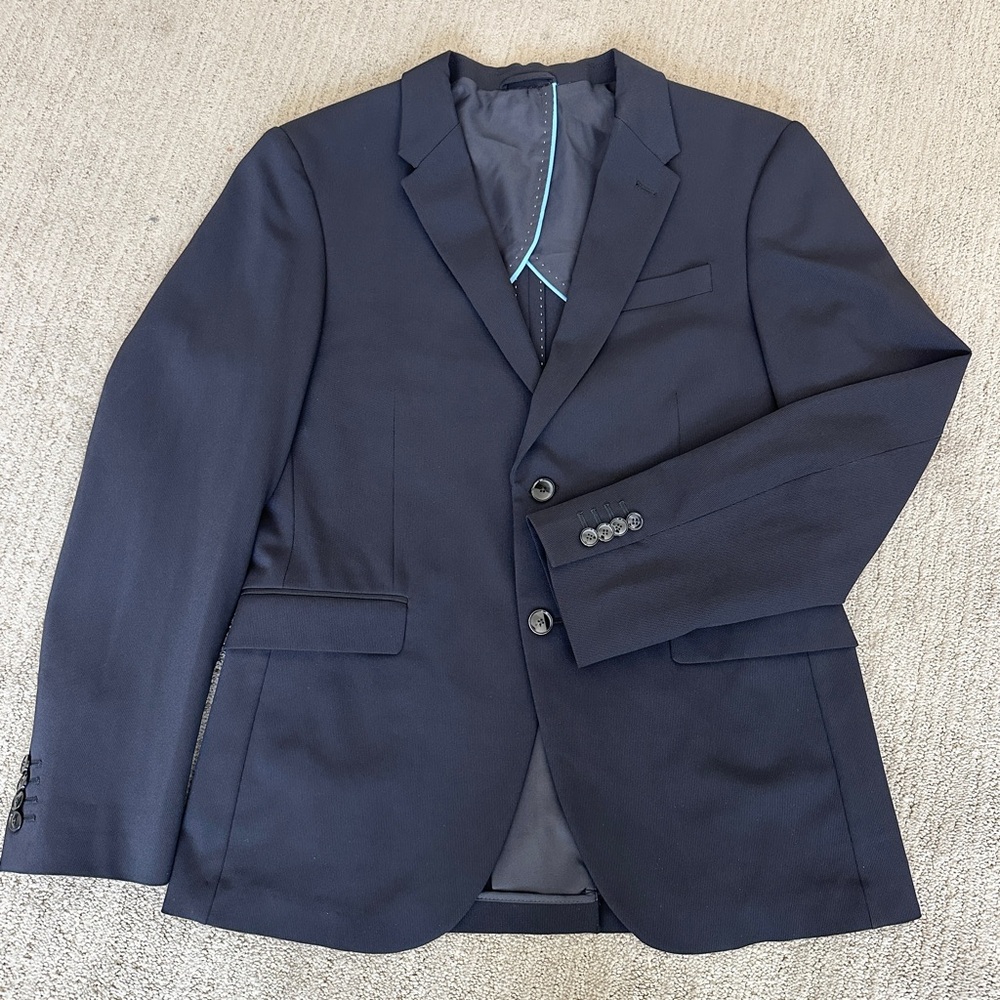 ZARA Traveler Blazer Mens 40 Navy Blue Bistretch Quick Dry Made to Move - Picture 13 of 13